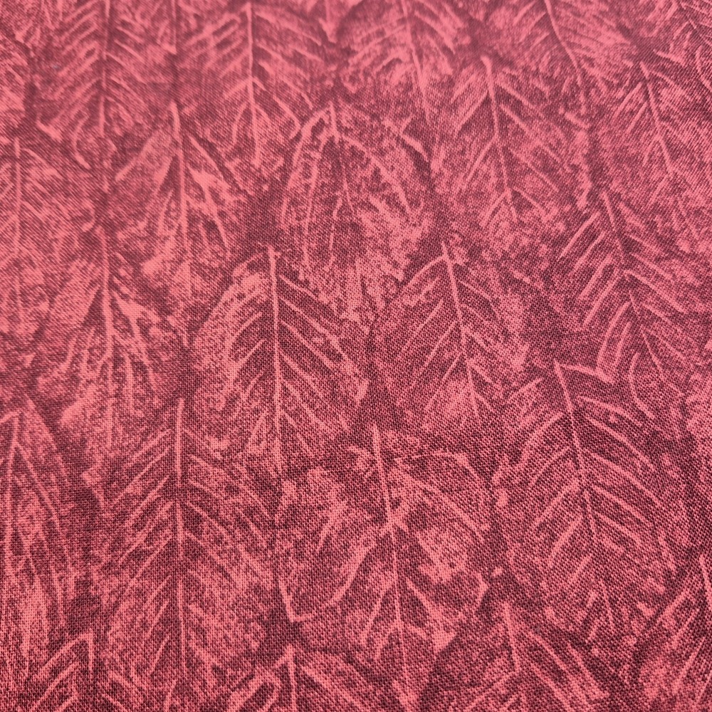 Leaves Earth Tones Seasons Cotton Fabric Tonal Oxblood Blender 2 Yards - Picture 3 of 5